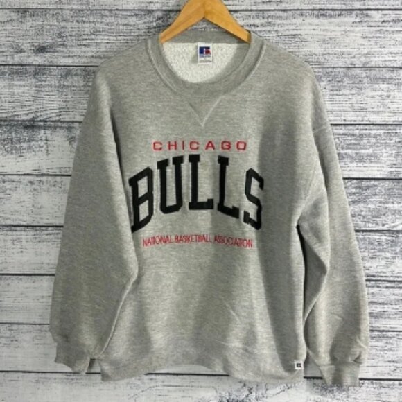Vintage Russell Chicago Bulls NBA USA Made Pullover Crewneck Sweater L - Picture 1 of 7